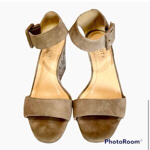 Talbots Taupe Suede & Snakeskin Wedge Size 7 Fall Winter